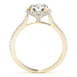 Yellow gold Round Halo Diamond Pavé Band with Four-Prong Setting 2