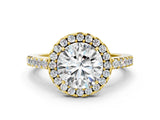 Yellow gold Round Halo Diamond Pavé Solitaire Ring_55