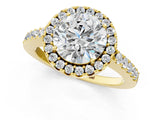 Yellow gold Round Halo Diamond Pavé Solitaire Ring_56