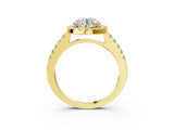 Yellow gold Round Halo Diamond Pavé Solitaire Ring_58