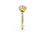 Yellow gold Round Halo Diamond Pave Band Ring with Four-Prong Setting_17