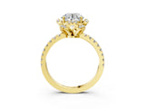 Yellow gold Round Halo Diamond Pave Band Ring with Four-Prong Setting_18