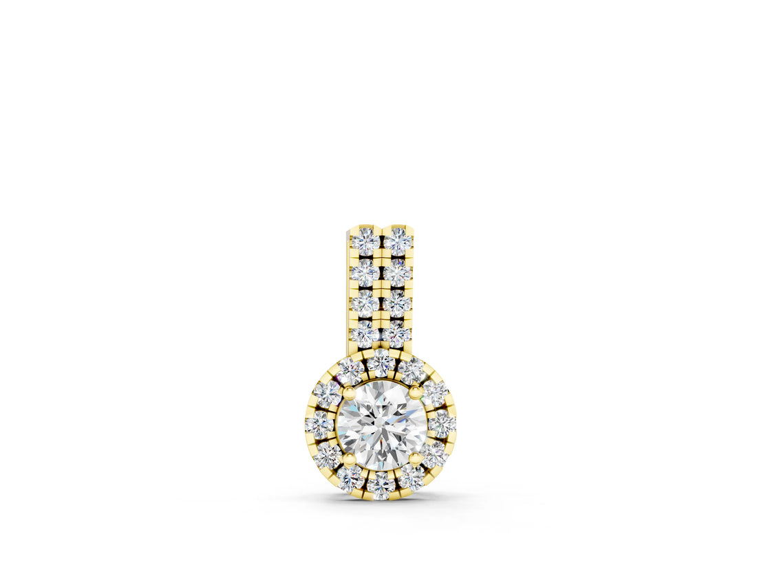 Yellow gold Round Halo Diamond Pendant with Double Prong Setting_4