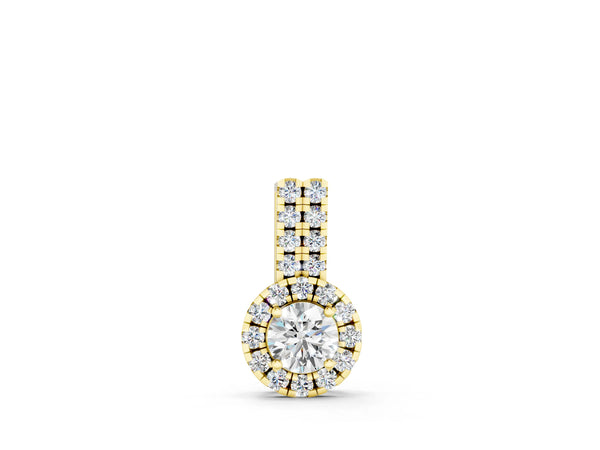 Yellow gold Round Halo Diamond Pendant with Double Prong Setting