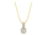 Yellow gold Round Halo Diamond Pendant with Double Prong Setting_5