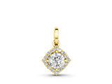 Yellow gold Round Halo Diamond Pendant with Four-Prong Setting_6