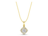 Yellow gold Round Halo Diamond Pendant with Four-Prong Setting_7