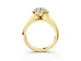 Yellow gold Round Halo Diamond Ring with Cathedral Band and Four-Prong Setting_65
