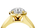 Yellow gold Round Halo Diamond Ring with Cathedral Band and Four-Prong Setting_66