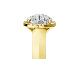 Yellow gold Round Halo Diamond Ring with Cathedral Band and Four-Prong Setting_67