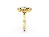 Yellow gold Round Halo Diamond Ring with Milgrain Edge and Round Prong Setting_28