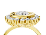 Yellow gold Round Halo Diamond Ring with Milgrain Edge and Round Prong Setting_30