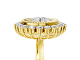 Yellow gold Round Halo Diamond Ring with Milgrain Edge and Round Prong Setting_31