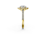 Yellow gold Round Halo Diamond Ring with Pavé Band and Prong Setting_37