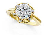 Yellow gold Round Halo Diamond Ring with Round Cluster Setting, Solitaire Band, and Four-Prong Setting_49