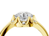 Yellow gold Round Halo Diamond Ring with Round Cluster Setting, Solitaire Band, and Four-Prong Setting_52