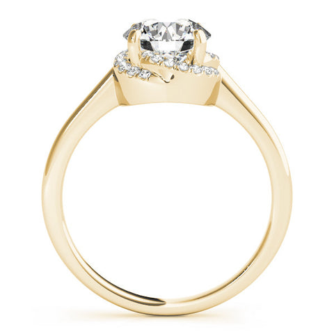 Yellow gold Round Halo Diamond Ring with Solitaire Band and Four-Prong Setting 2