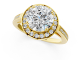 Yellow gold Round Halo Diamond Ring with Split Shank and Four-Prong Setting_124
