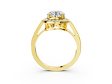 Yellow gold Round Halo Diamond Ring with Split Shank and Four-Prong Setting_126