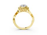 Yellow gold Round Halo Diamond Ring with Vintage Split Shank and Four-Prong Setting_23