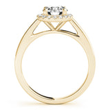 Yellow gold Round Halo Diamond Solitaire Ring with Round Band and Four-Prong Setting 2