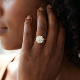Yellow gold Round Halo Diamond Solitaire Ring with Round Band and Four-Prong Setting_8