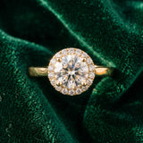 Yellow gold Round Halo Diamond Solitaire Ring with Round Band and Four-Prong Setting_9