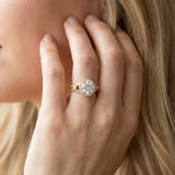Yellow gold Round Halo Diamond Solitaire with Filigree Band and Four-Prong Setting_8