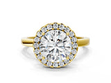 Yellow gold Round Halo Diamond Solitaire with Pavé Band and Four-Prong Setting_90