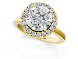Yellow gold Round Halo Diamond Solitaire with Pavé Band and Four-Prong Setting_91