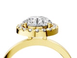 Yellow gold Round Halo Diamond Solitaire with Pavé Band and Four-Prong Setting_94