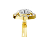 Yellow gold Round Halo Diamond Solitaire with Pavé Band and Four-Prong Setting_95