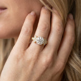 Yellow gold Round Halo Diamond Split Shank Engagement Ring with Four-Prong Setting_14