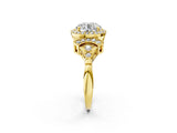 Yellow gold Round Halo Diamond Split Shank Engagement Ring with Four-Prong Setting_16