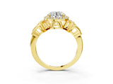 Yellow gold Round Halo Diamond Split Shank Engagement Ring with Four-Prong Setting_17