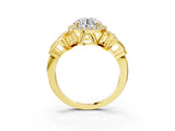 Yellow gold Round Halo Diamond Split Shank Engagement Ring with Four-Prong Setting_29