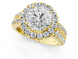 Yellow gold Round Halo Diamond Split Shank Engagement Ring with Prong Setting_80