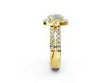 Yellow gold Round Halo Diamond Split Shank Engagement Ring with Prong Setting_81