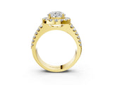 Yellow gold Round Halo Diamond Split Shank Engagement Ring with Prong Setting_82