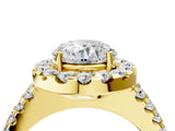 Yellow gold Round Halo Diamond Split Shank Engagement Ring with Prong Setting_83