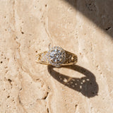 Yellow gold Round Halo Diamond Vintage Split Shank Ring with Milgrain Edge_16