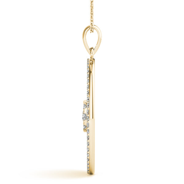 Yellow gold Round Halo Filigree Pendant with Pavé Setting 2