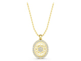 Yellow gold Round Halo Filigree Pendant with Pavé Setting_7