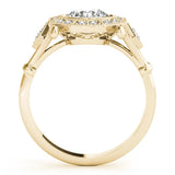 Yellow gold Round Halo Milgrain Diamond Ring with Split Shank and Bezel Setting 2