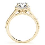 Yellow gold Round Halo Milgrain Solitaire with Split Shank and Four-Prong Setting 2