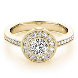 Yellow gold Round Halo Pavé Diamond Engagement Ring 1