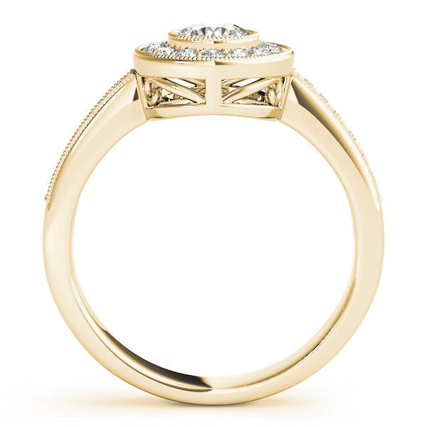 Yellow gold Round Halo Pavé Diamond Engagement Ring 2