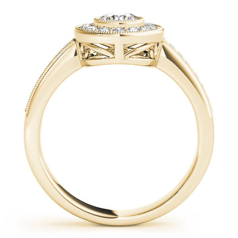 Yellow gold Round Halo Pavé Diamond Engagement Ring 2