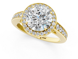 Yellow gold Round Halo Pavé Diamond Engagement Ring with Bezel Setting_24