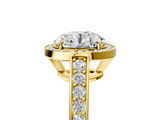 Yellow gold Round Halo Pavé Diamond Engagement Ring with Bezel Setting_28
